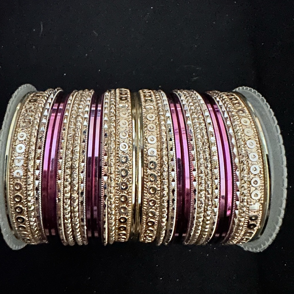 Purple and silver Bangles set